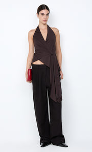 MIA HALTER TOP - DARK CHOCOLATE