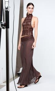 ANIA HALTER TOP - DARK CHOCOLATE