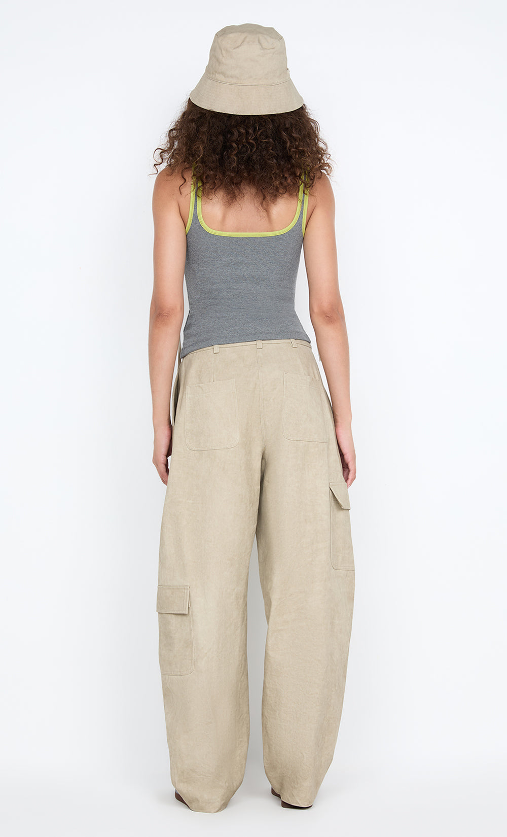LANA SQUARE NECK TANK - GREY MARLE / LIME