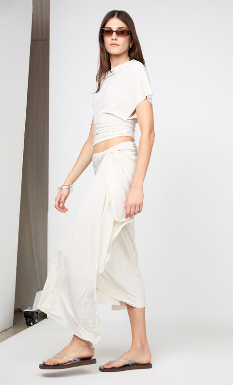 CLEMENTINE DRAPE SKIRT - VANILLA