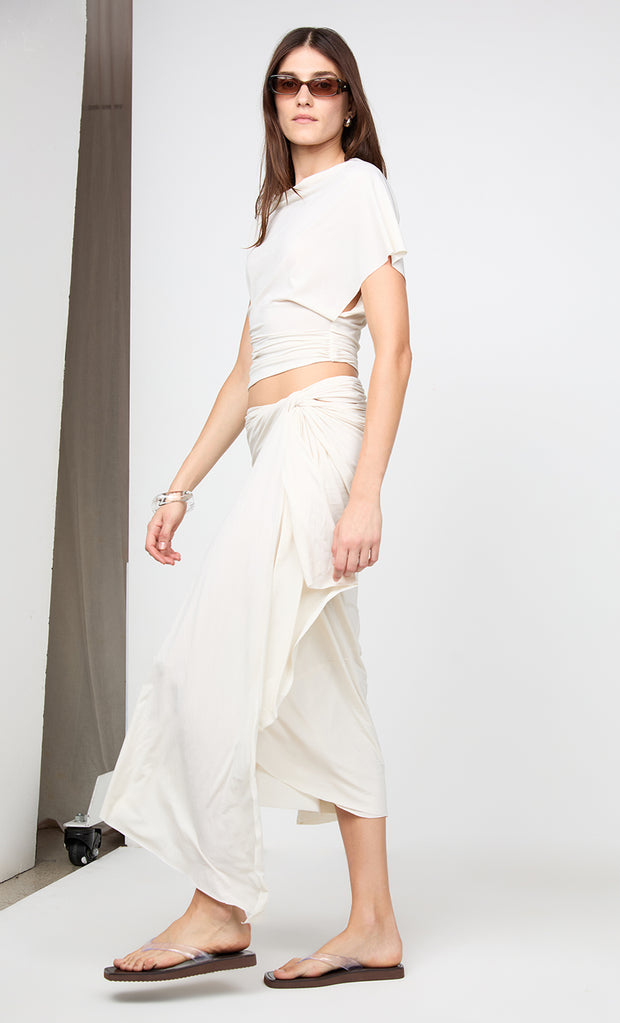 CLEMENTINE DRAPE SKIRT - VANILLA