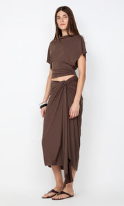 CLEMENTINE DRAPE SKIRT - MILK CHOCOLATE