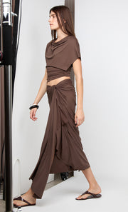 CLEMENTINE DRAPE SKIRT - MILK CHOCOLATE
