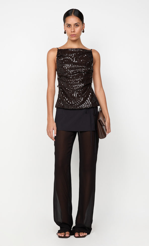 ROMILLY TIE TOP - DARK CHOCOLATE
