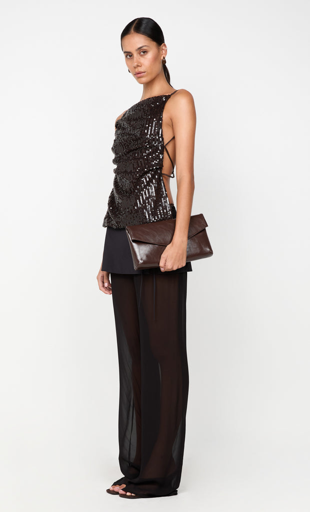 ROMILLY TIE TOP - DARK CHOCOLATE
