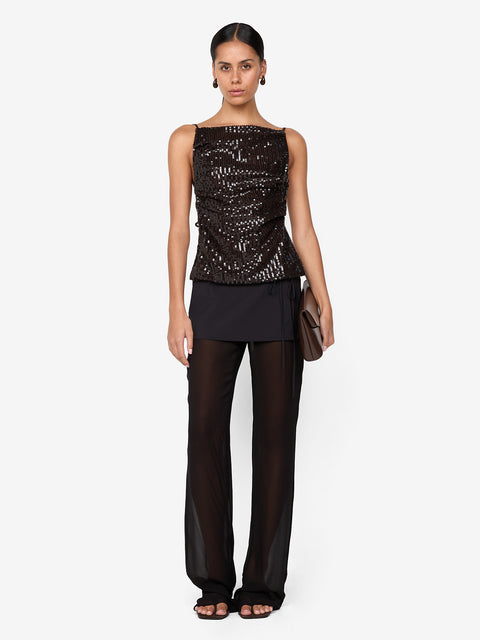 ROMILLY TIE TOP - DARK CHOCOLATE
