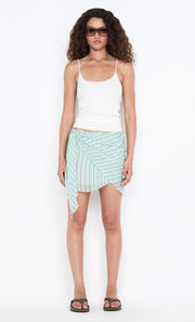 ALGARVE ASYM MINI SKIRT - MINT SLICE STRIPE