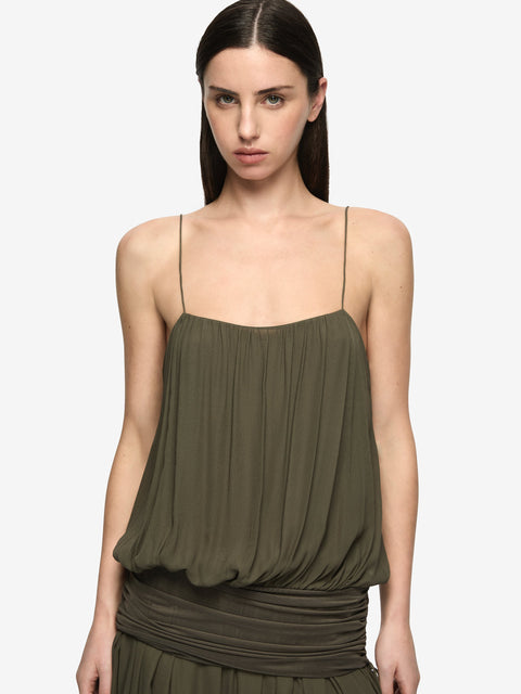 CAMILLE BLOUSON DRESS - DARK TWIG