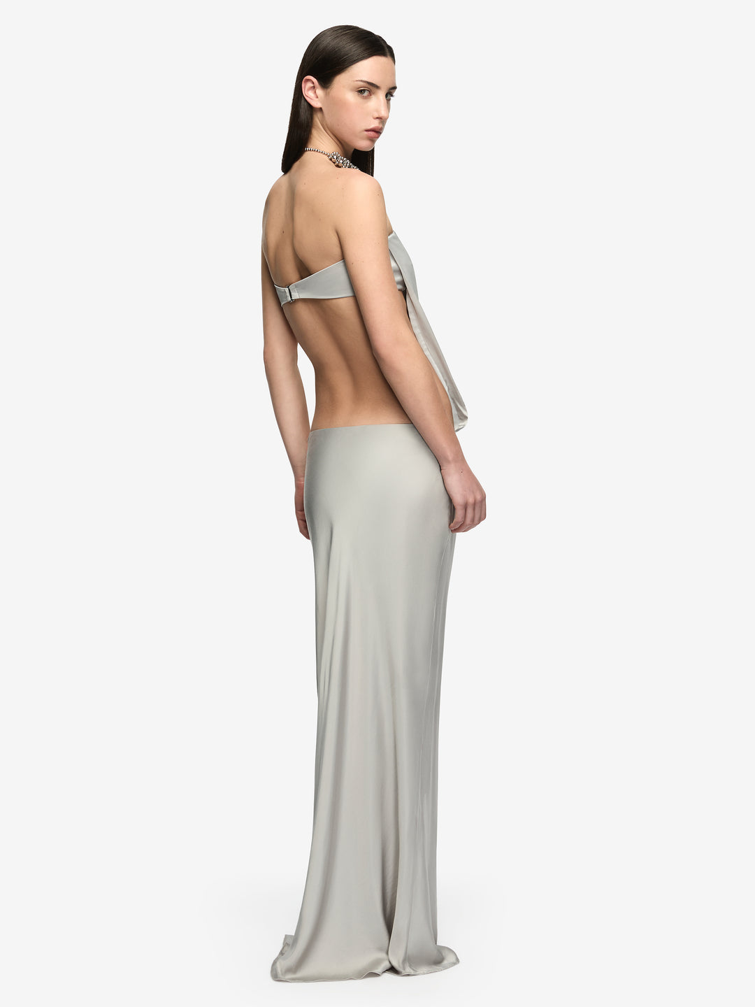 RENEE STRAPLESS MAXI DRESS - SILVER