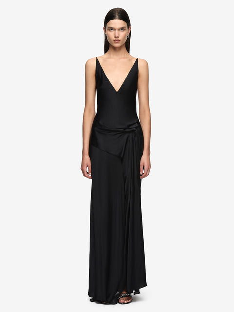 NALU DRAPE MAXI DRESS - BLACK