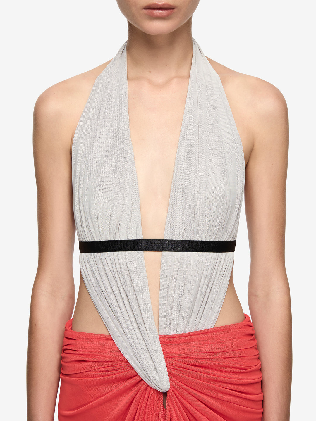 ANAYA CUT OUT MAXI DRESS  - DOVE GREY/FLAME/BLACK