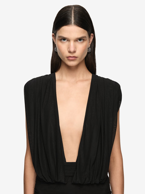 ISORA DRAPE MAXI DRESS - BLACK