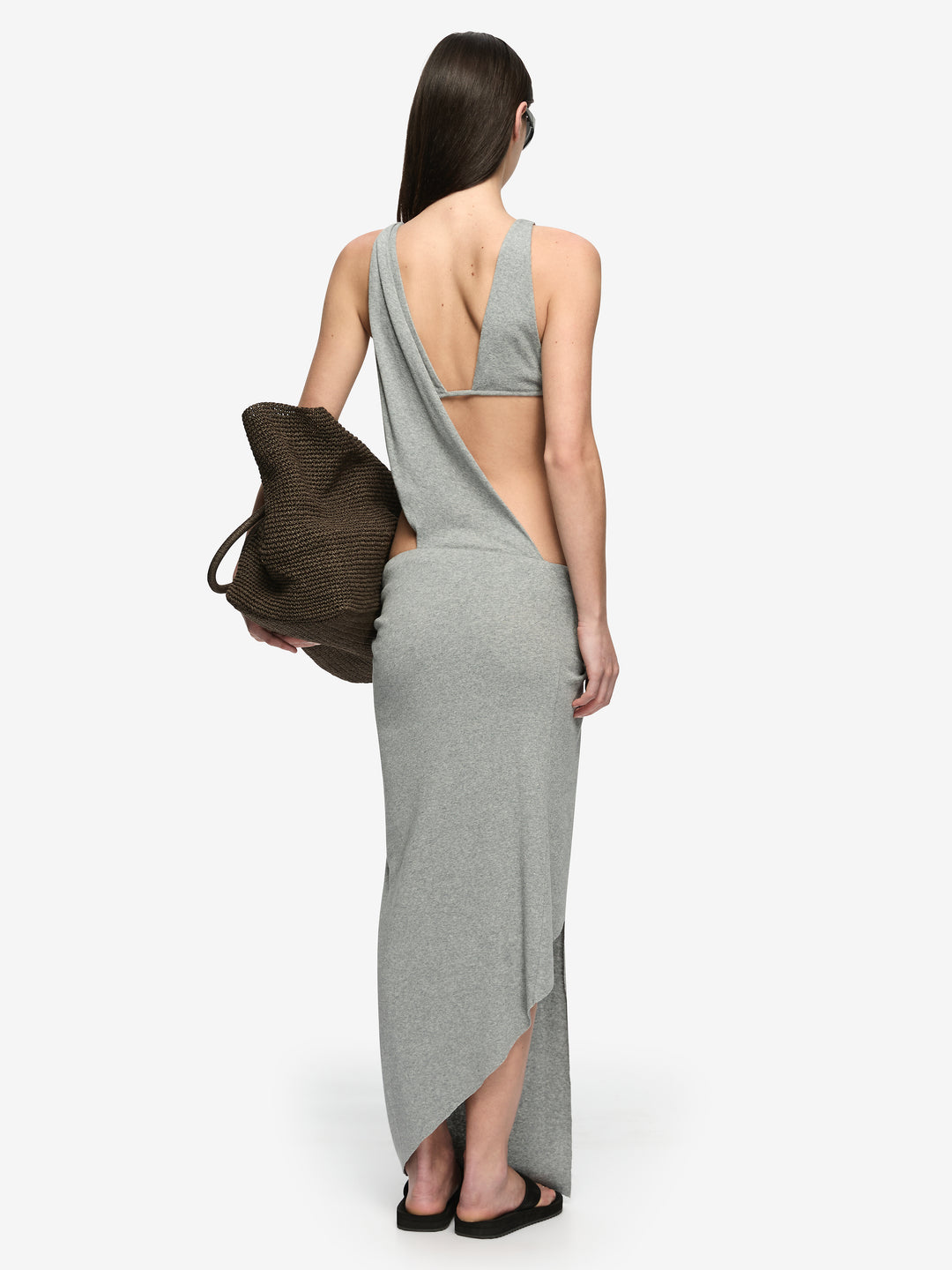 NERIDA ASYM DRESS - GREY MARLE