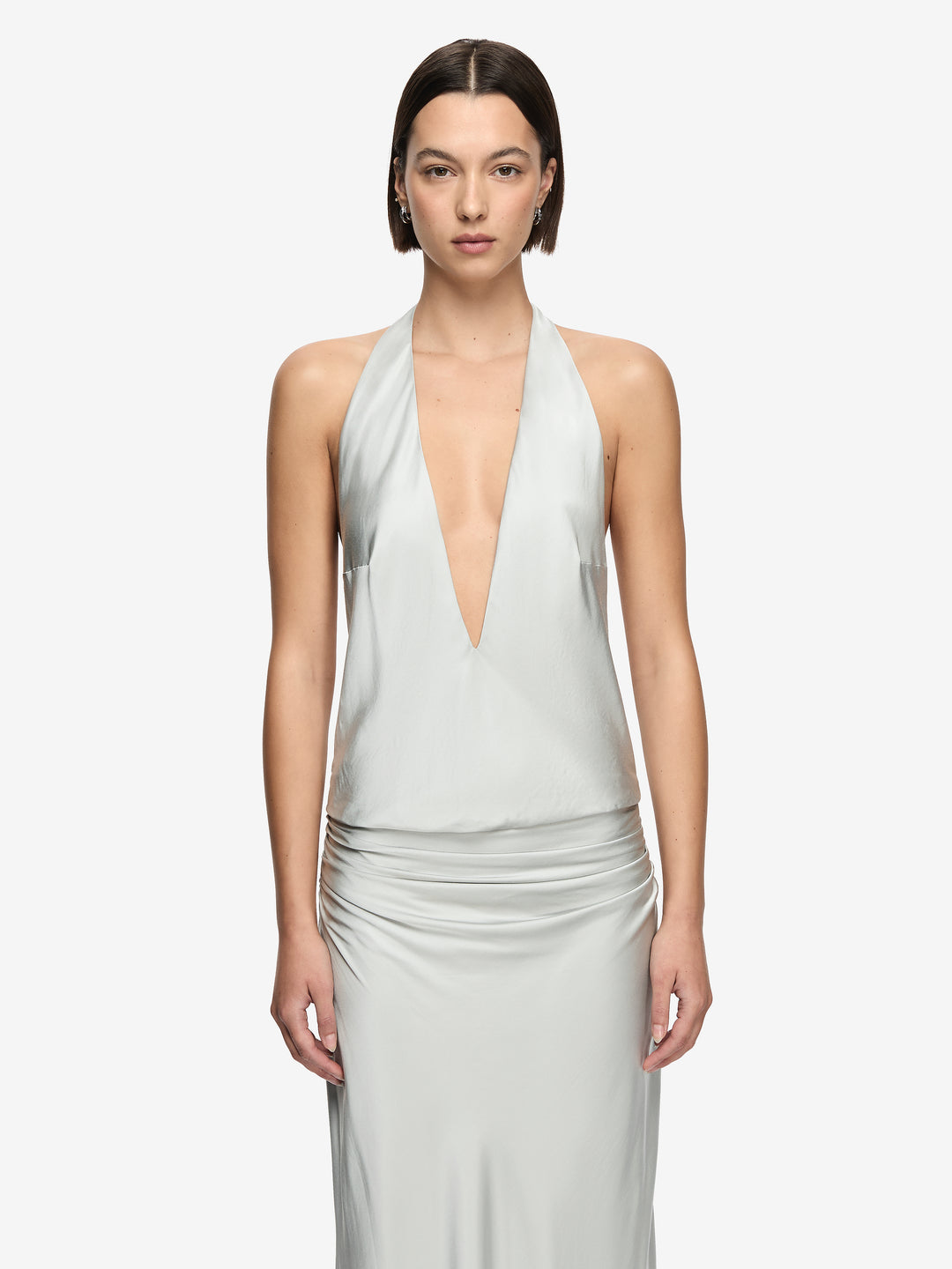 NALU HALTER MAXI DRESS - SILVER
