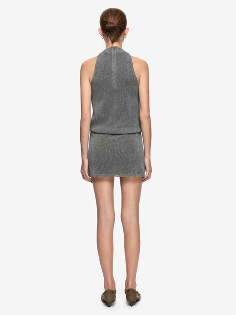 DRIFT SPLIT MINI DRESS - SILVER