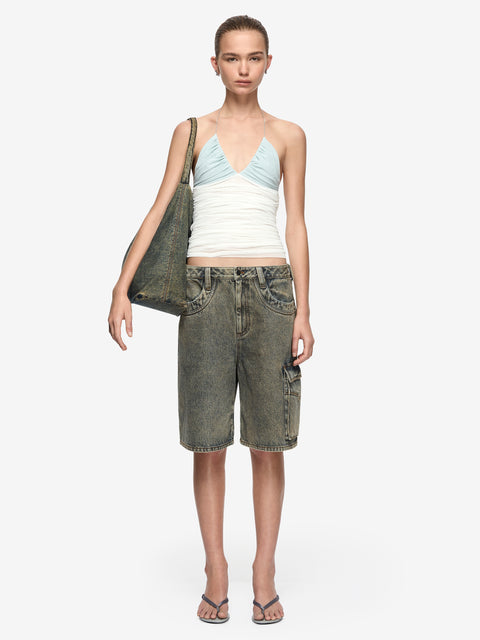 ORIA CONTRAST TOP - MIST/IVORY