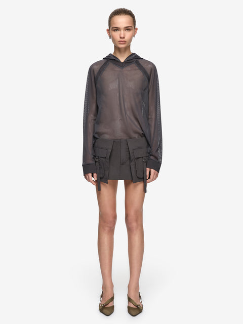 KENZA LONG SLEEVE HOODIE - CHARCOAL
