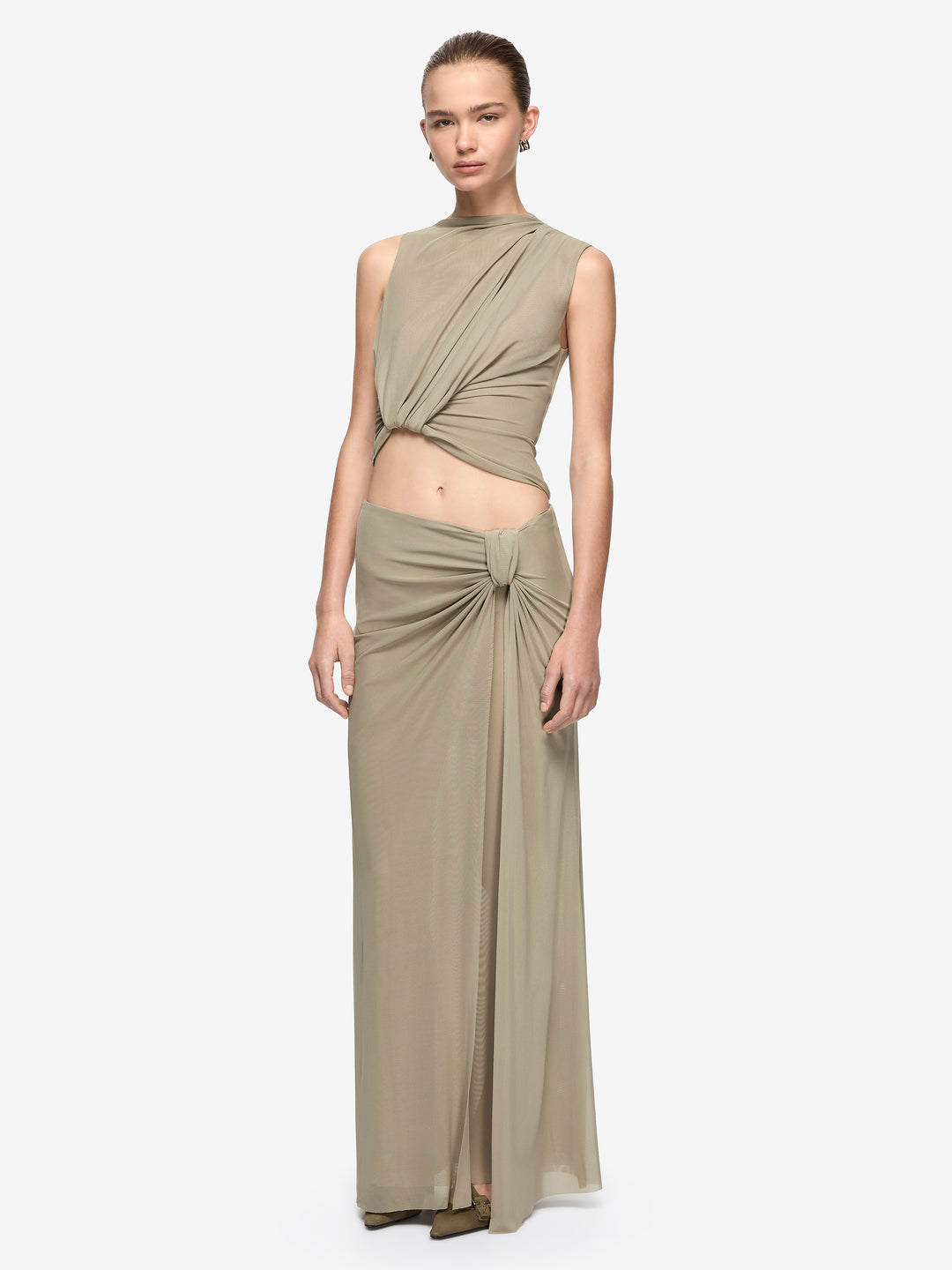 ORIA DRAPE SKIRT - LIGHT TAUPE