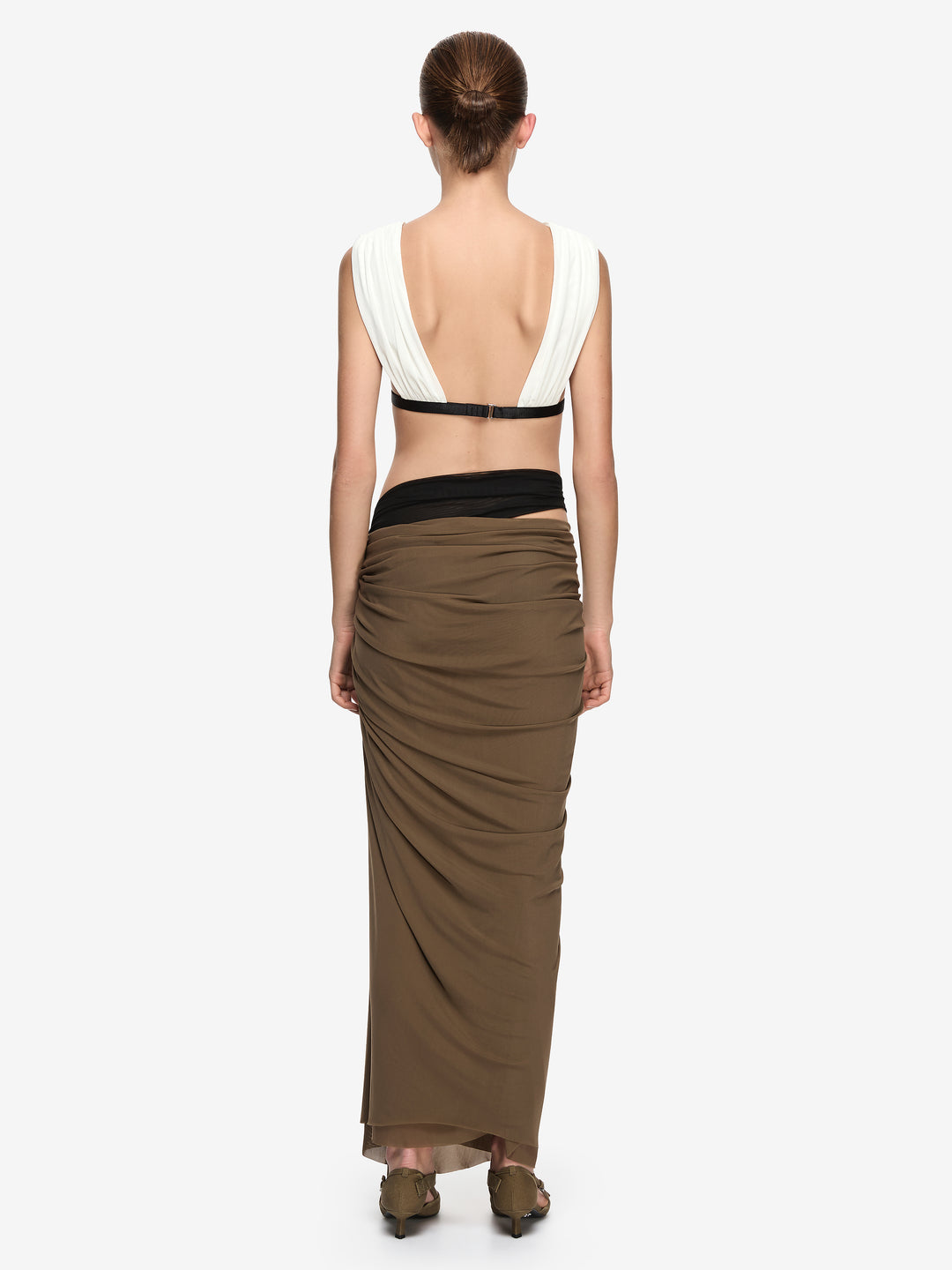 ANAYA DRAPE TOP - IVORY/BLACK