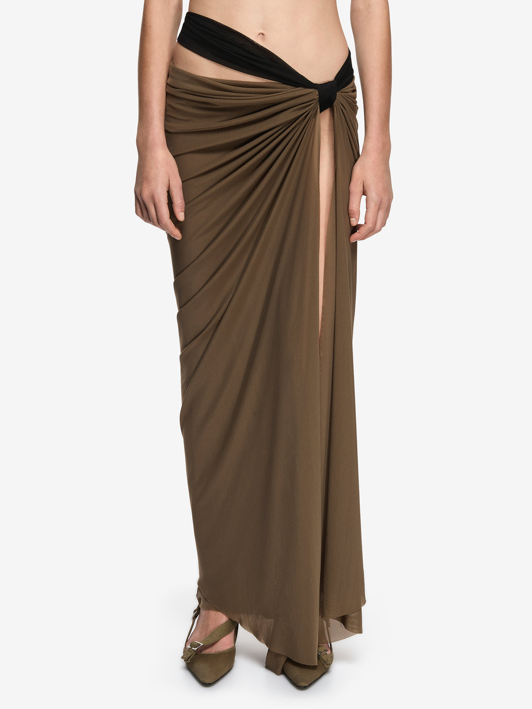 ANAYA DRAPE MAXI SKIRT - LATTE/BLACK