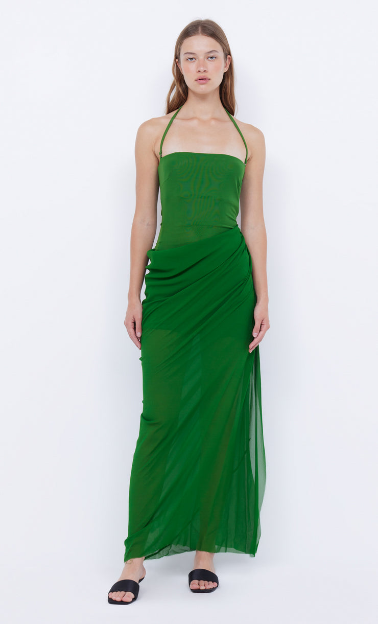 AIDA DRAPED MAXI DRESS - PINE GREEN