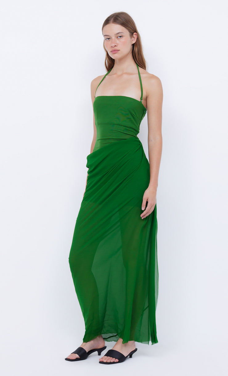 AIDA DRAPED MAXI DRESS - PINE GREEN