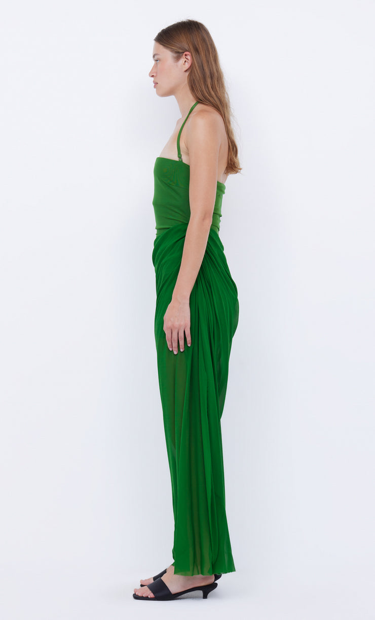 AIDA DRAPED MAXI DRESS - PINE GREEN