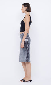 VENUS SEQUIN MIDI SKIRT - BLACK