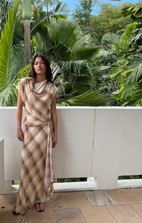 ELIANA MAXI DRESS - DUNE CHECK