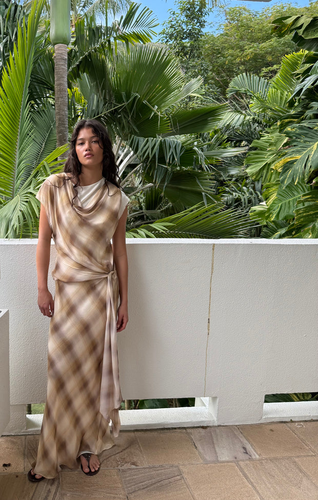ELIANA MAXI DRESS - DUNE CHECK