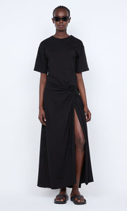 CYPRUS TWIST TEE DRESS - BLACK