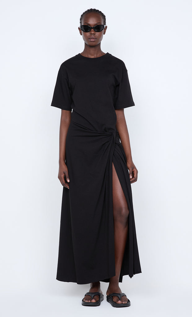 CYPRUS TWIST TEE DRESS - BLACK