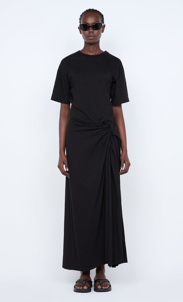 CYPRUS TWIST TEE DRESS - BLACK