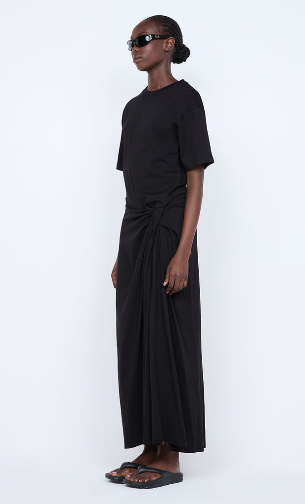 CYPRUS TWIST TEE DRESS - BLACK