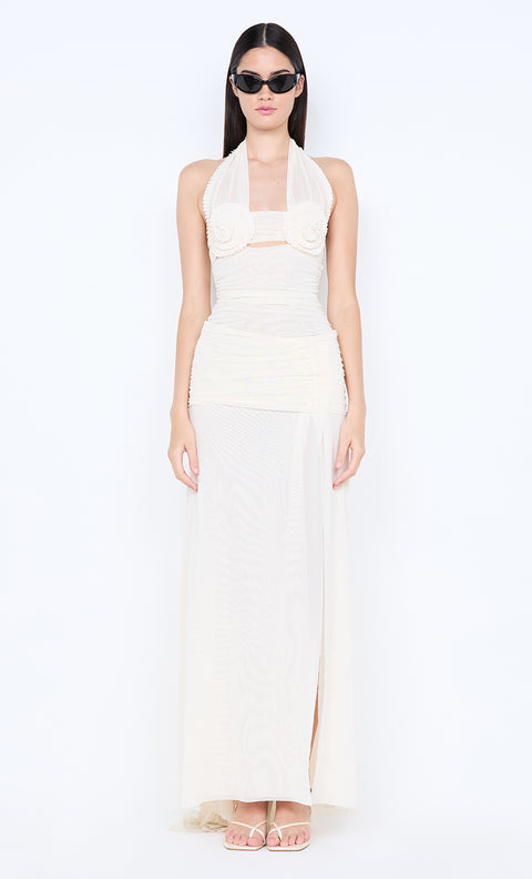 DANTE SPIRAL HALTER TOP - BUTTERCREAM