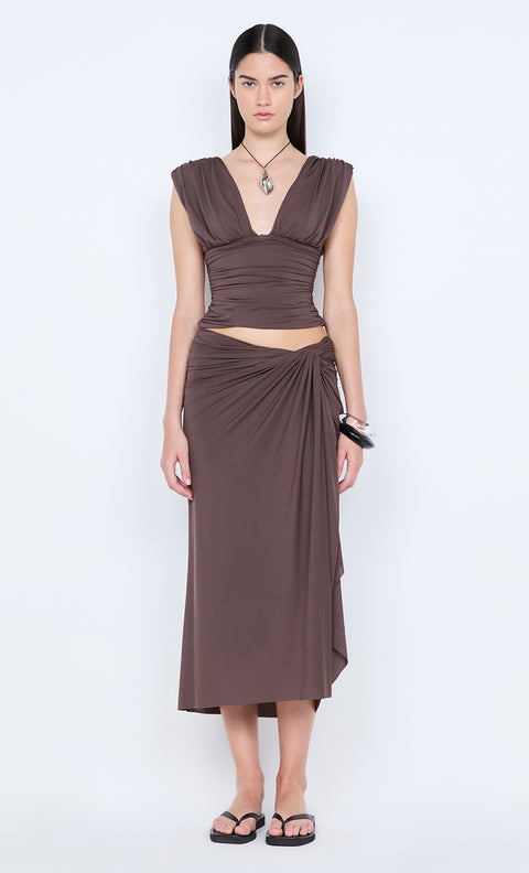 CLEMENTINE GATHERED TOP - MILK CHOCOLATE