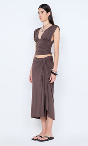 CLEMENTINE GATHERED TOP - MILK CHOCOLATE