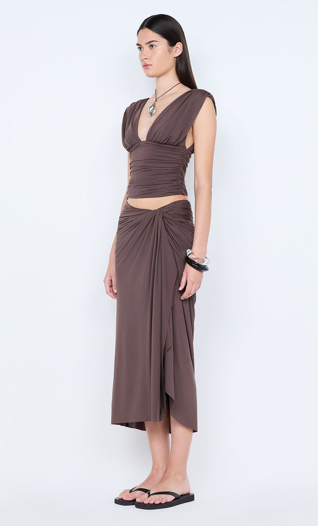 CLEMENTINE GATHERED TOP - MILK CHOCOLATE