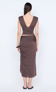 CLEMENTINE GATHERED TOP - MILK CHOCOLATE