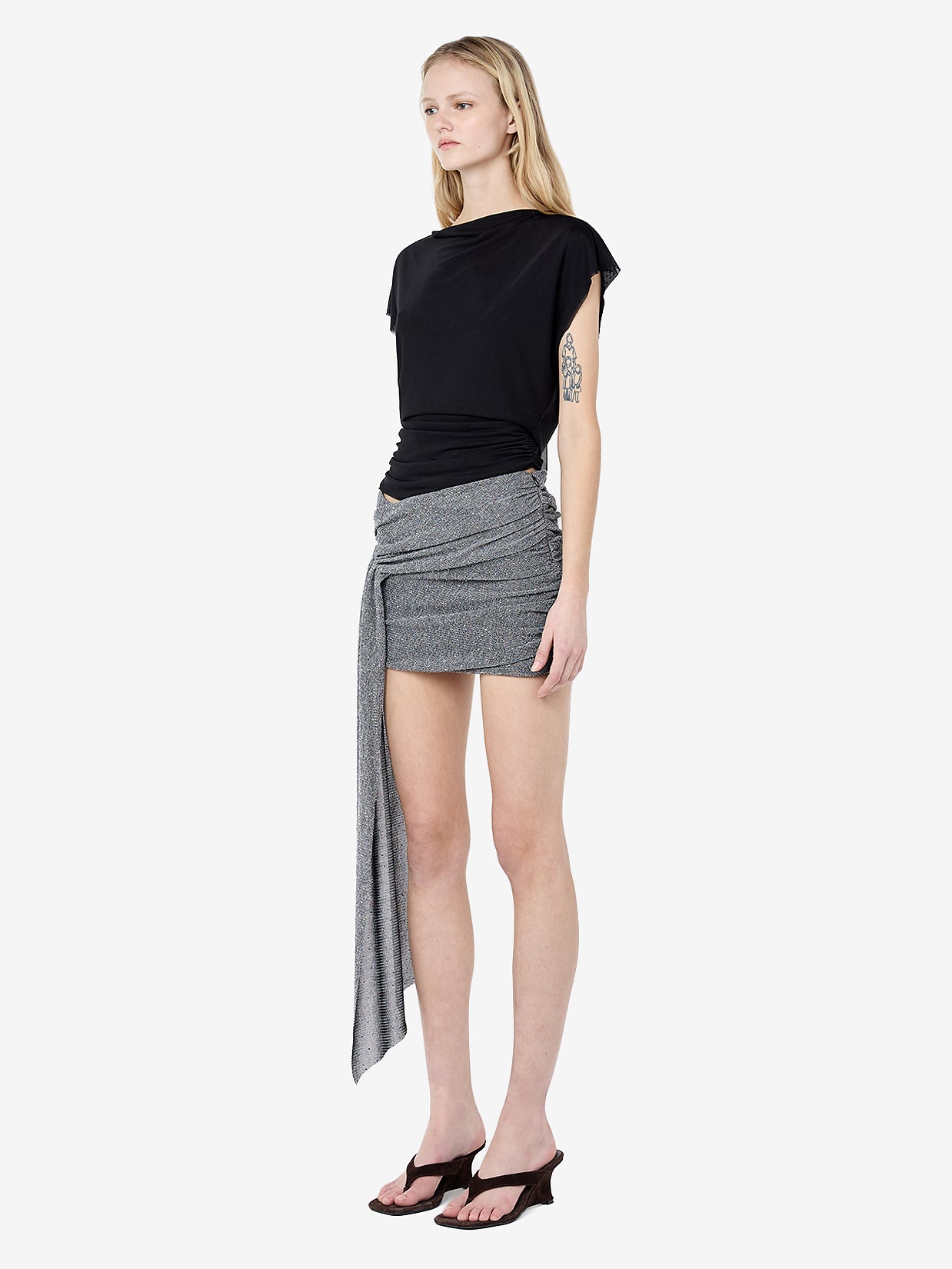 ASTRA DRAPE MINI SKIRT - CHROME – BEC + BRIDGE US