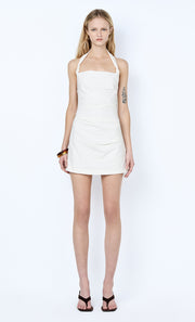 ANNETTA HALTER MINI DRESS - WHITE