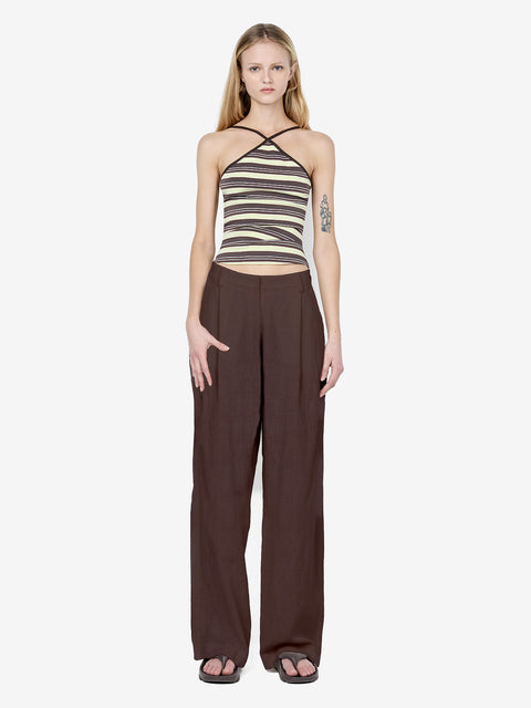 VINNIE WIDE LEG PANT - DARK CHOCOLATE