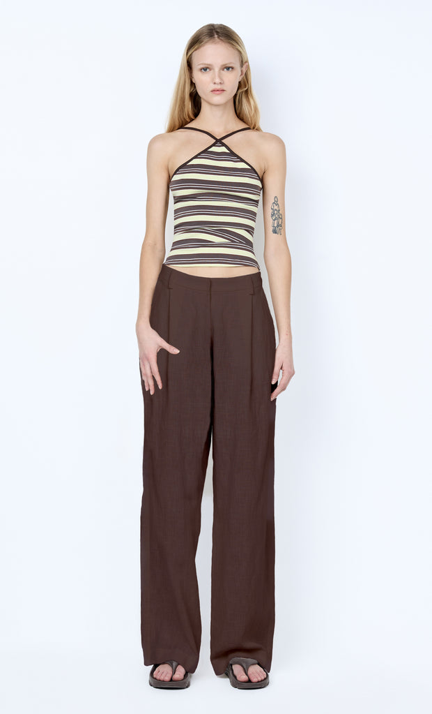 VINNIE WIDE LEG PANT - DARK CHOCOLATE
