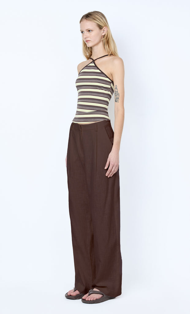 VINNIE WIDE LEG PANT - DARK CHOCOLATE