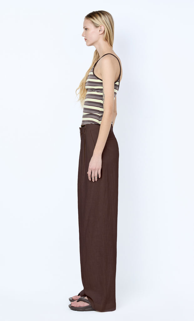 VINNIE WIDE LEG PANT - DARK CHOCOLATE