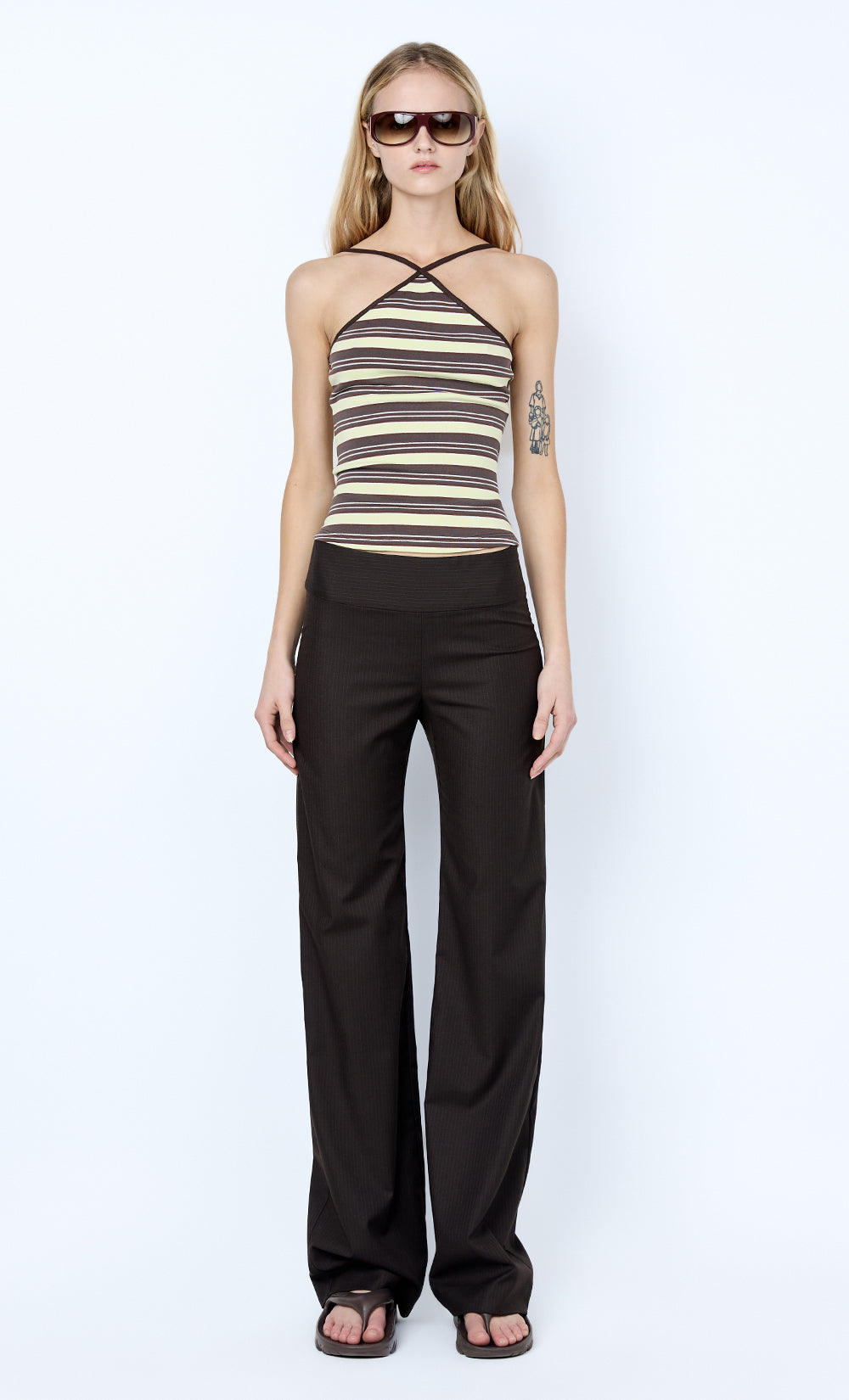 INGRID PANT - CHOC PINSTRIPE – BEC + BRIDGE US