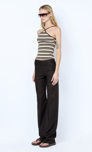 LUNA CROSSOVER TANK - DARK CHOC/DUSTY CITRON STRIPE
