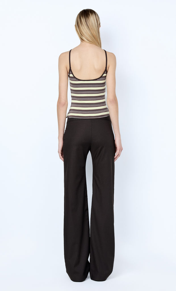 LUNA CROSSOVER TANK - DARK CHOC/DUSTY CITRON STRIPE