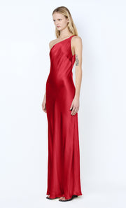 GIA ASYM MAXI DRESS - CHERRY