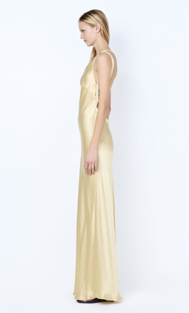 GIA ASYM MAXI DRESS - WHEAT